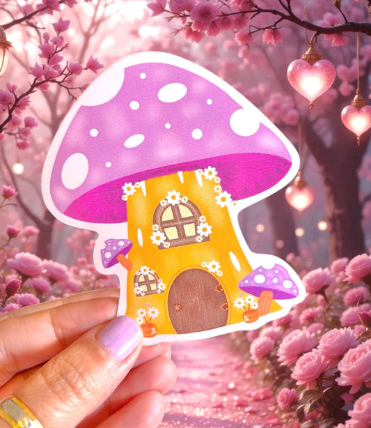 Mushroom Cottage Vinyl Sticker
