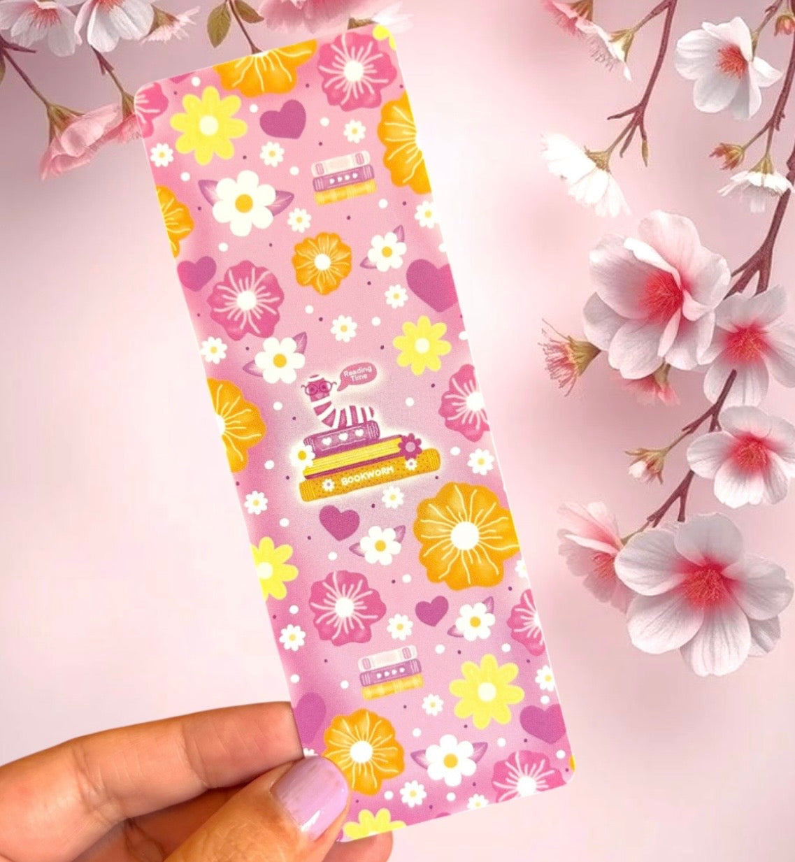 Bookworm in Flowers Bookmarks