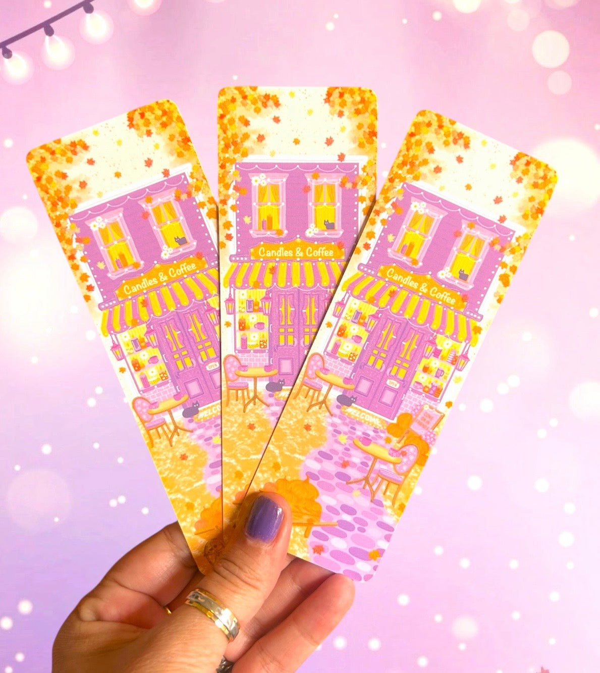 Coffee shop in Autumn Bookmarks