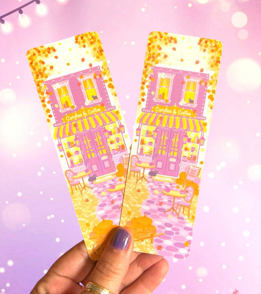 Coffee shop in Autumn Bookmarks