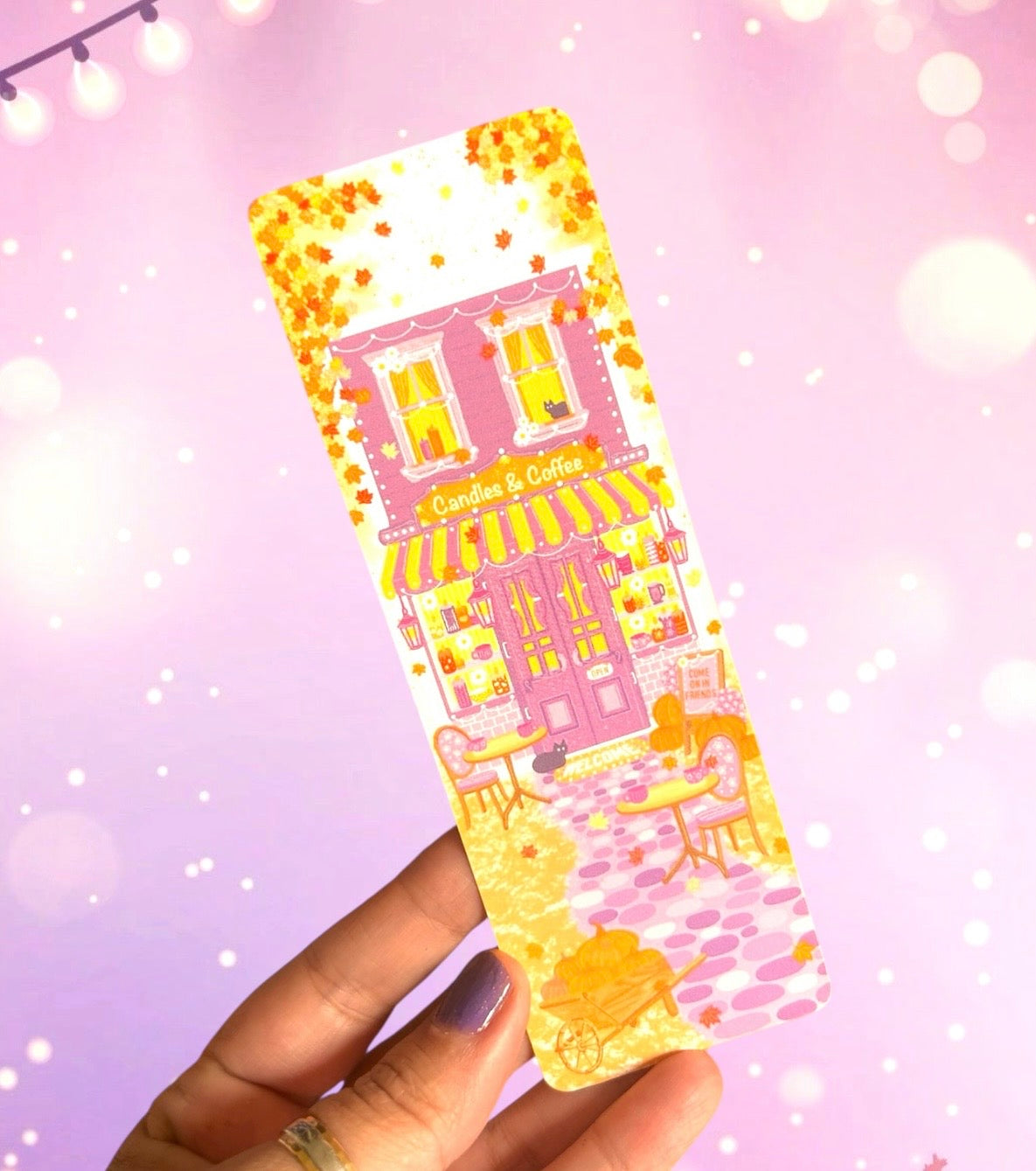 Coffee shop in Autumn Bookmarks