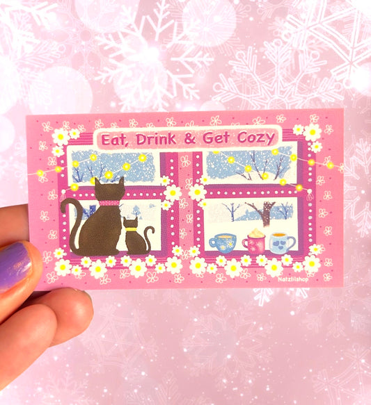 Eat, Drink & Get Cozy Fridge Magnet
