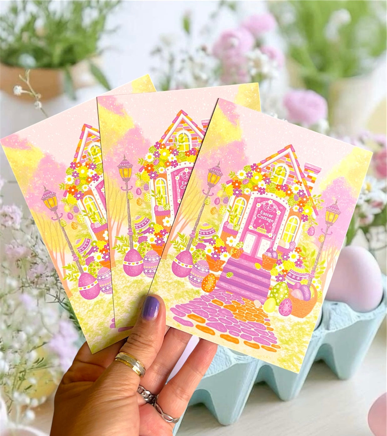 Easter Cottage Greeting Card